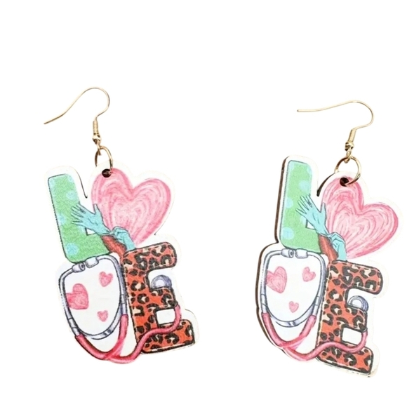 NWT CUTE LOVE / STETHOSCOPE Dangle Earrings - Picture 1 of 3